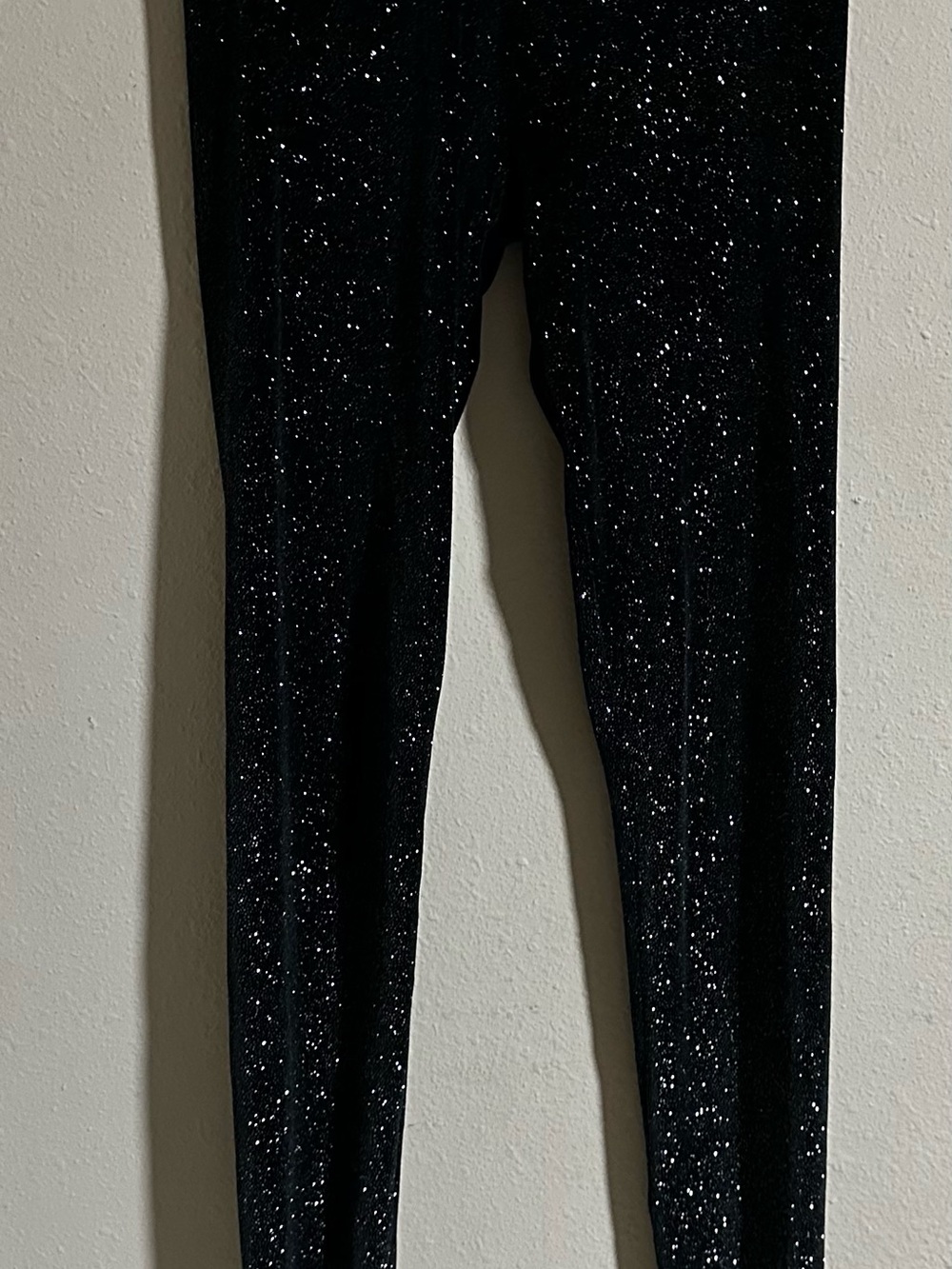 PINK Victoria's Secret Black Glitter Velvet Leggings